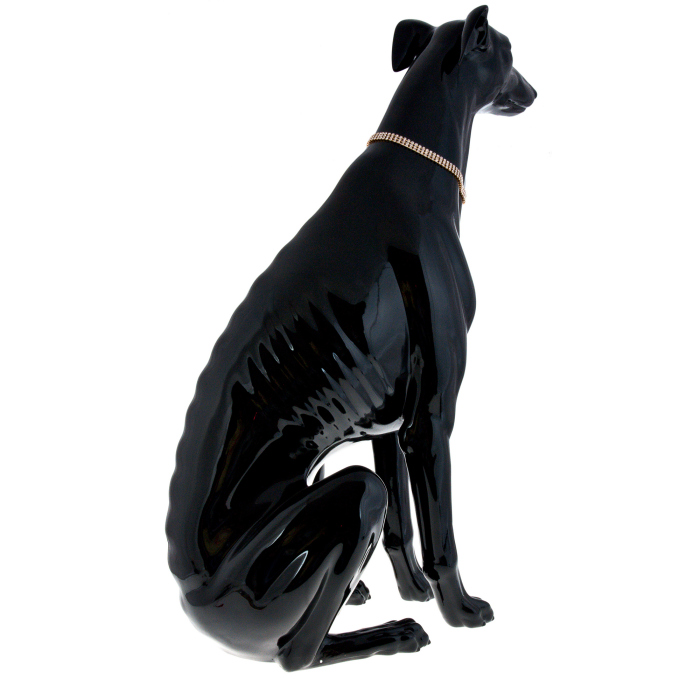 Greyhound statuette, color: black