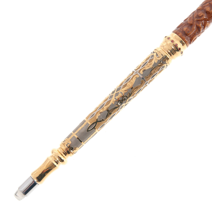 Walking stick with stiletto "Lion" mahogany, Zlatoust