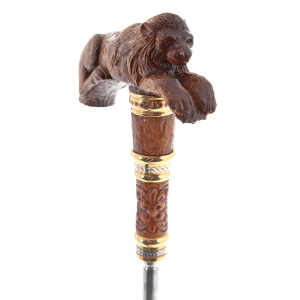 Walking stick with stiletto "Lion" mahogany, Zlatoust