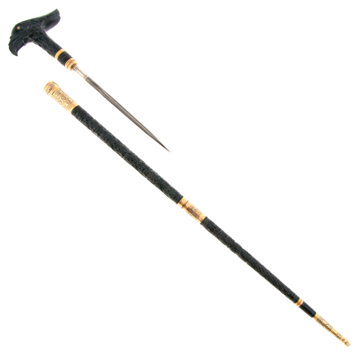 Walking stick with stiletto "Eagle eye" Zlatoust