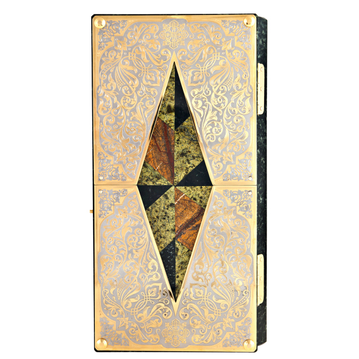 Backgammon made of serpentine, jasper and milk agate "Sultan" Zlatoust