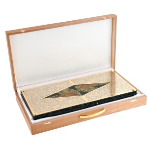 Backgammon made of serpentine, jasper and milk agate "Sultan" Zlatoust