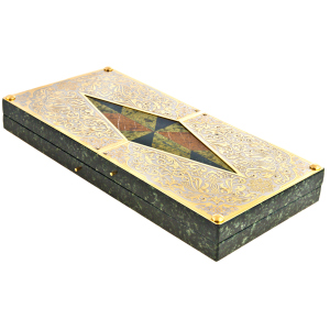 Backgammon made of serpentine, jasper and milk agate "Sultan" Zlatoust
