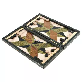 Нарды из змеевика, яшмы и молочного агата "Султан" Златоуст