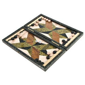 Backgammon made of serpentine, jasper and milk agate "Sultan" Zlatoust