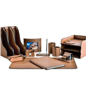 Настольный набор "Business Cuoietto" табак, 16 предметов