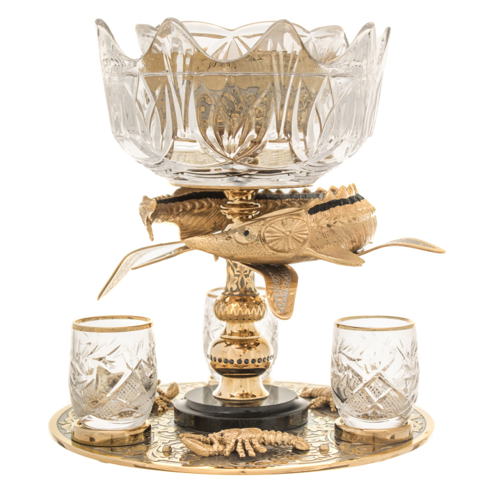Vodka set with caviar "Royal sturgeon and crayfish" Zlatoust for 3 persons