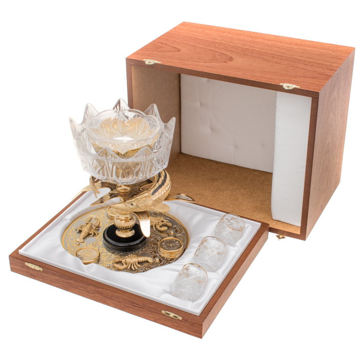 Vodka set with caviar "Royal sturgeon and crayfish" Zlatoust for 3 persons