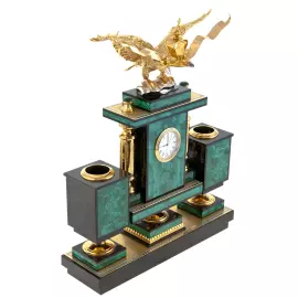 Настольный набор руководителя из малахита "Двуглавый орел" Златоуст