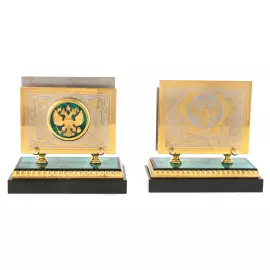 Настольный набор руководителя из малахита "Двуглавый орел" Златоуст