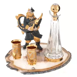 Vodka set "Merchant with sturgeon" Zlatoust for 2 persons