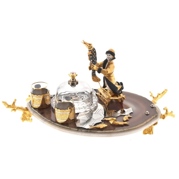 Caviar bowl with stacks of "Emelya and Pike" Zlatoust