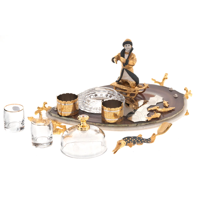 Caviar bowl with stacks of "Emelya and Pike" Zlatoust
