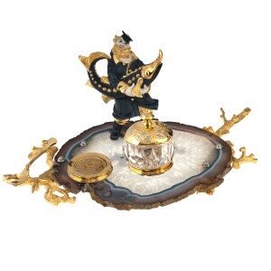 Caviar bowl with stacks and damask "Merchant with sturgeon" Zlatoust