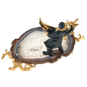 Caviar bowl with stacks and damask "Merchant with sturgeon" Zlatoust