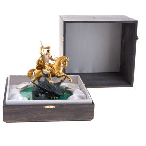 Bronze sculpture "George the Victorious" on malachite, Zlatoust