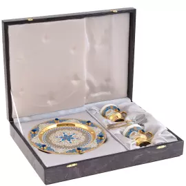 Coffee set "vis-a-vis" for 2 persons, with lapis lazuli, Zlatoust