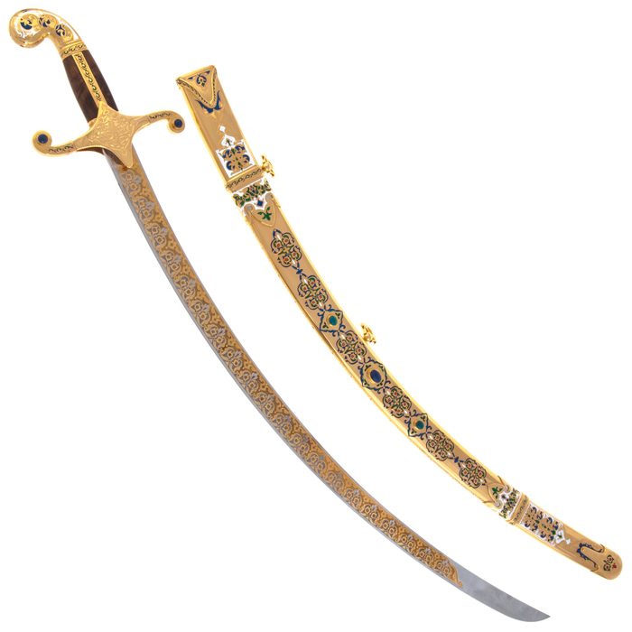 Oriental saber with enamels, Zlatoust