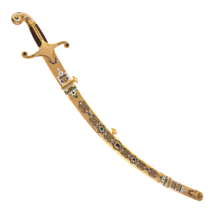 Oriental saber with enamels, Zlatoust