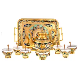 Чайный набор "Арабская ночь" на 6 персон, с малахитом, Златоуст