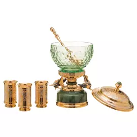 Икорница со стопками "Дары моря" нефрит, Златоуст