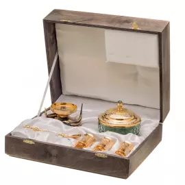 Икорница со стопками "Дары моря" нефрит, Златоуст