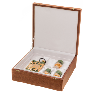 Jade vodka set with a Royal flask for 3 persons, Zlatoust