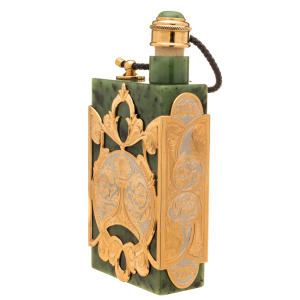 Jade vodka set with a Royal flask for 3 persons, Zlatoust
