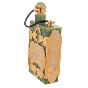 Jade vodka set with a Royal flask for 3 persons, Zlatoust