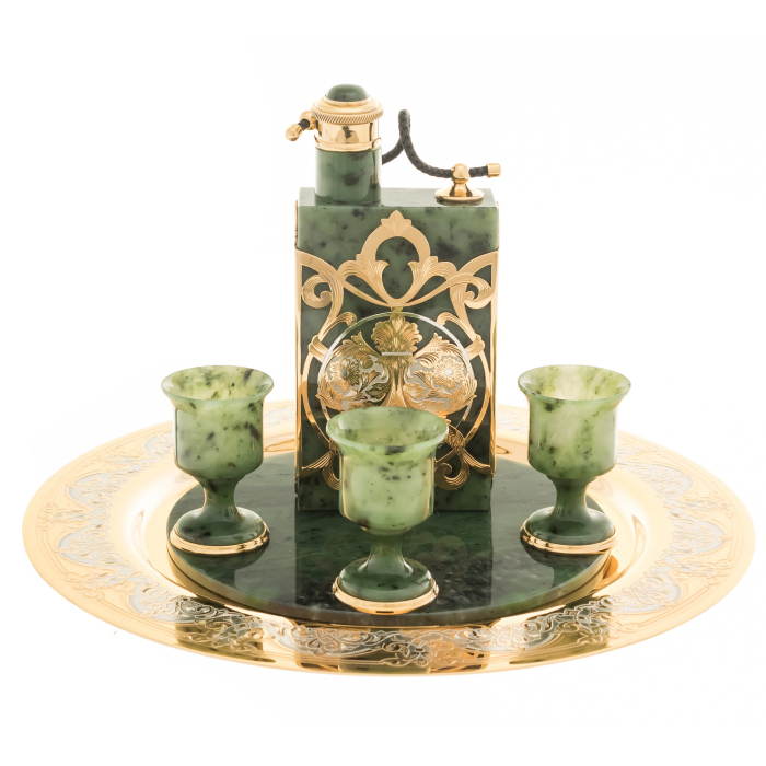 A set of glasses for 3 people with a flask, Zlatoust