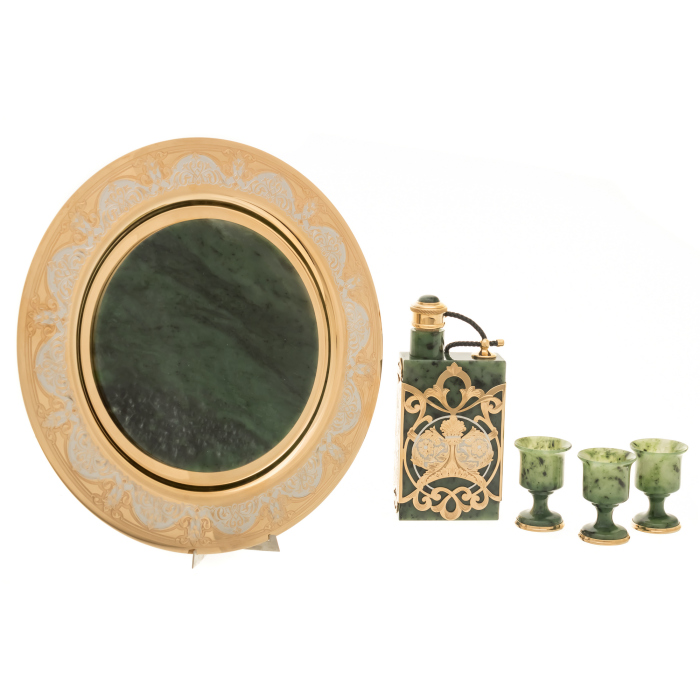 A set of glasses for 3 people with a flask, Zlatoust