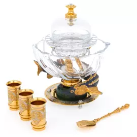 Икорница со стопками "Осётр" на нефрите, Златоуст