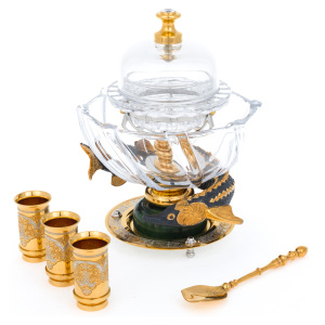 Caviar bowl with stacks of "Sturgeon" on jade, Zlatoust