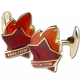 Запонки "Всегда готов" из золота с эмалью