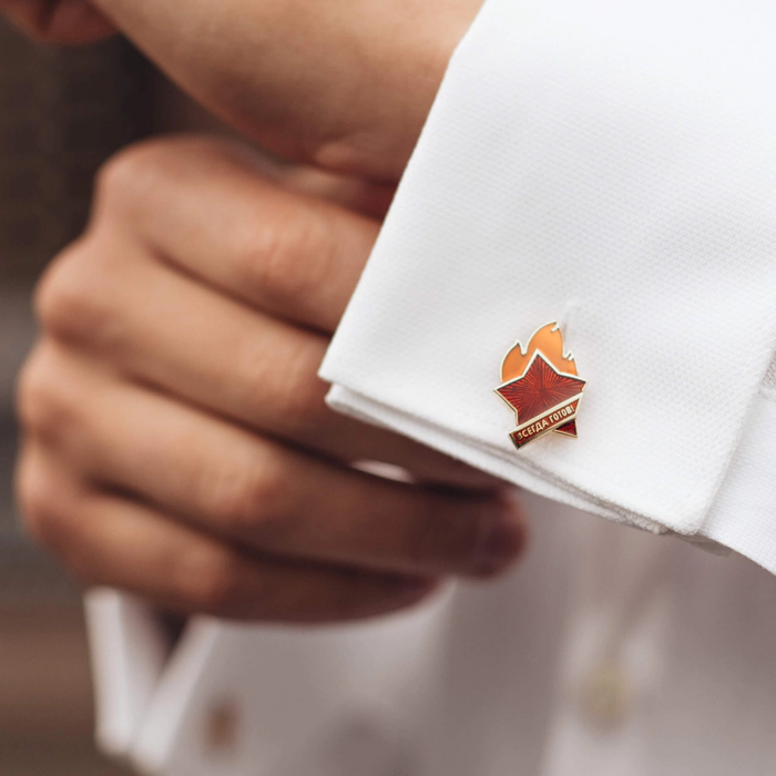 Cufflinks "Always ready" made of gold with enamel