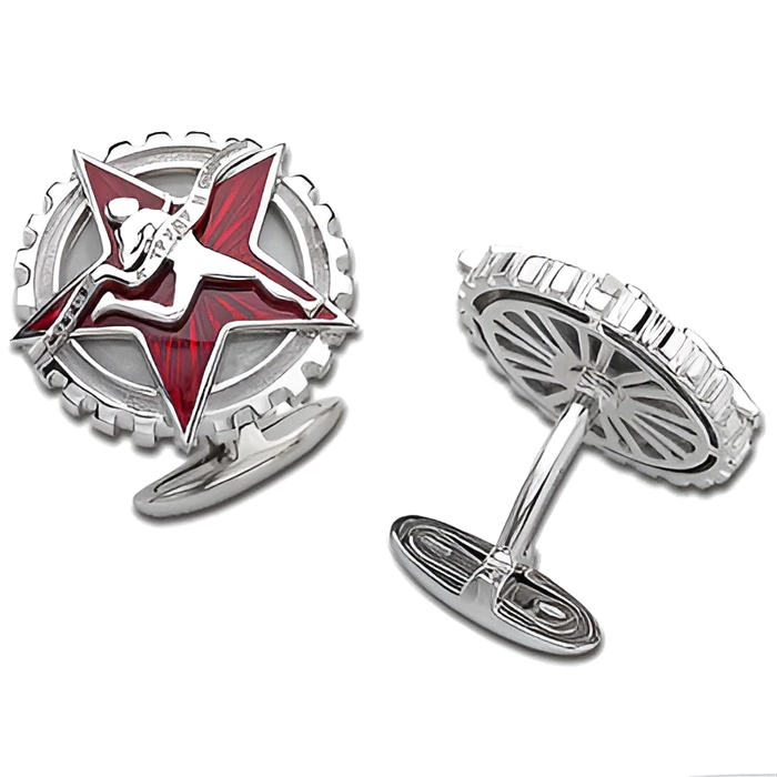Cufflinks "GTO 1938" in white gold with enamel