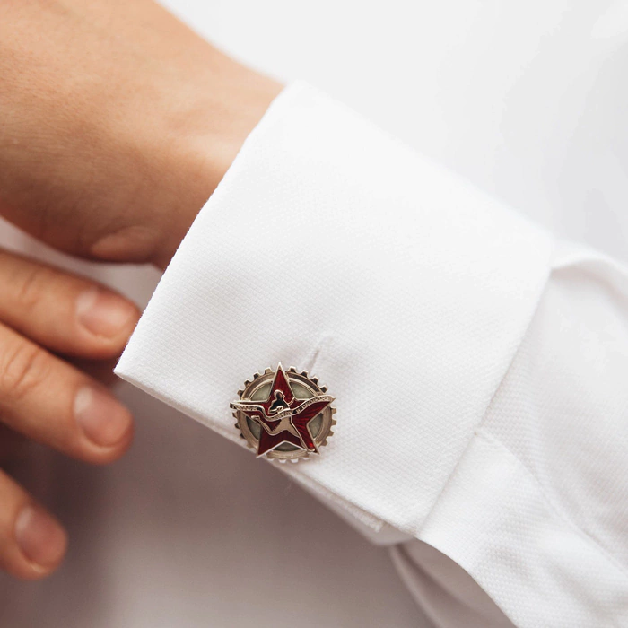 Cufflinks "GTO 1938" in white gold with enamel