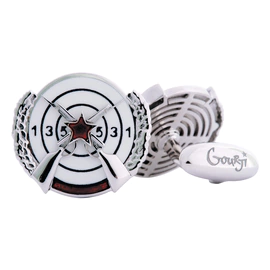 Excellent Shooter cufflinks in white gold with enamel