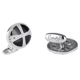 Запонки "Петр и Екатерина" из серебра с фианитом и ониксом