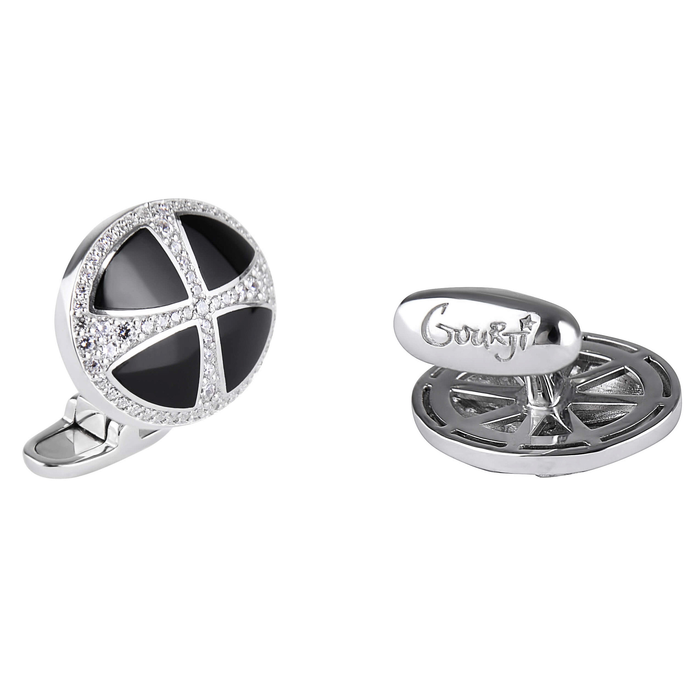 Cufflinks "Peter and Catherine" made of silver with cubic zirconia and onyx