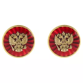 Запонки "Россия" из серебра с позолотой и эмалью, красные