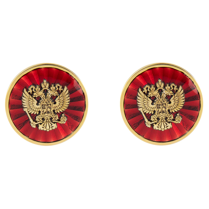 Cufflinks "Russia" made of silver with gold and enamel, red