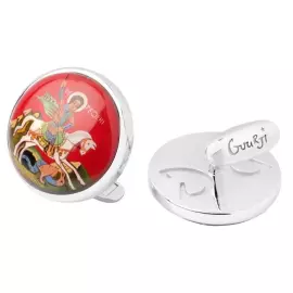 Запонки "Святой Георгий" из серебра с папье-маше