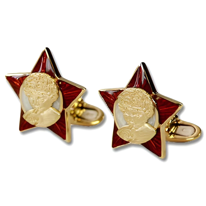Cufflinks "Angel of October" made of gold with enamel