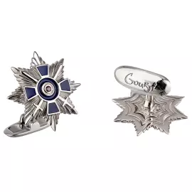 Запонки "Звезда Храбрости" из белого золота с рубином и эмалью
