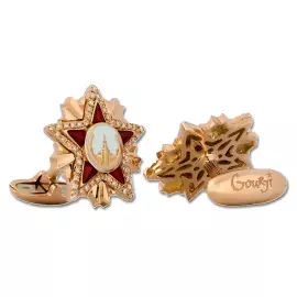 Запонки "Москва" из золота с фианитом и эмалью