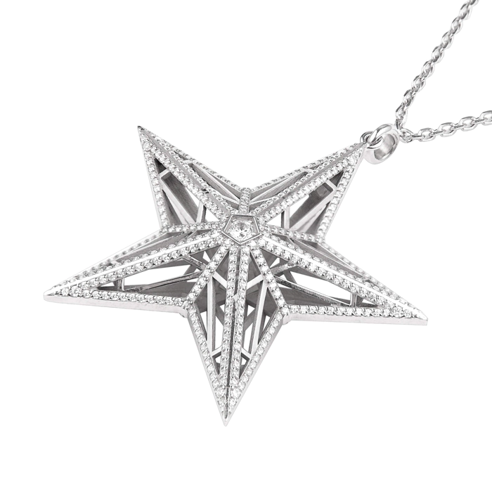 Star pendant made of silver with cubic zirconia