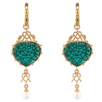 Gingerbread earrings made of silver with gold and citall, green