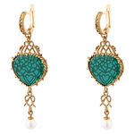 Gingerbread earrings made of silver with gold and citall, green