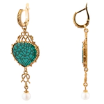 Gingerbread earrings made of silver with gold and citall, green